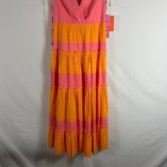 NWT LDT RUFFLED Sundress V-Neck Coral Mango Size 2 - Picture 3 of 8
